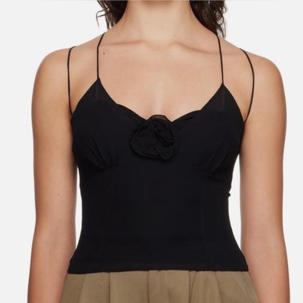 Reformation Black Spaghetti Strap Tank with Rosette